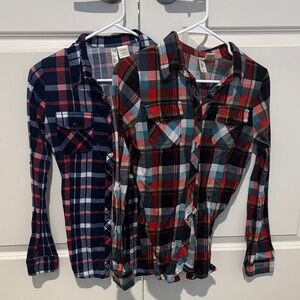 Bella D. Red and Blue Plaid Shirts